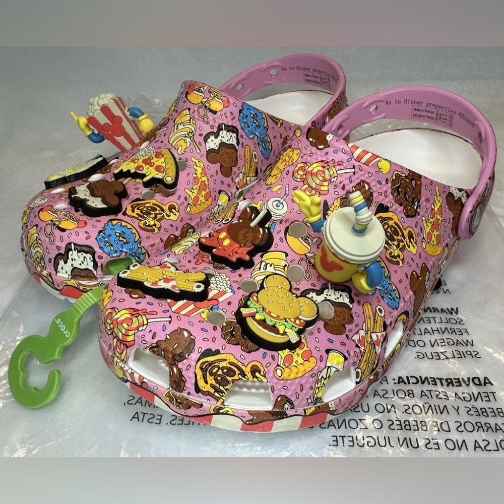 Disney Eats CROCS Pink Mickey Snacks Pretzel Churro Dole Whip Clogs M7 W9 NEW